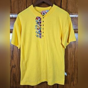 Mickey Inc Vintage 1990 Mickey Friends Plant Watering Embroidered Henley Sz M